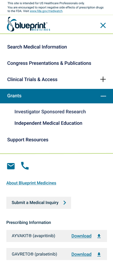 Blueprint Medicines Information Center Mobile Design 2